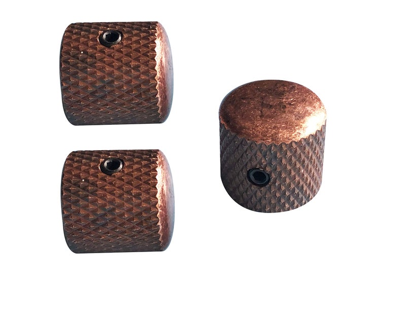 أزرار جيكر 3 قطع لجيتار بقطر عمود 6 مم - استبدال زر التحكم في النغمة والحجم لجيتار كهربائي أو باص دقيق (برونز عتيق)